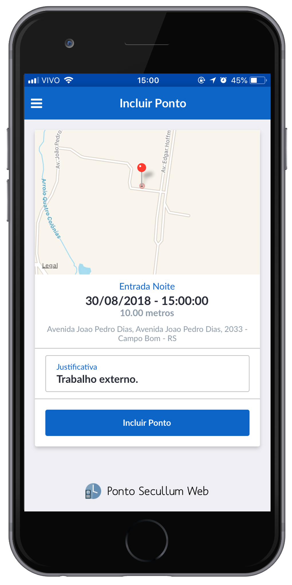 ARTE APLICATIVO COM PESSOA PONTO SECULLUM WEB - permite marcação de potno com geolocalização pelo sistema / app
